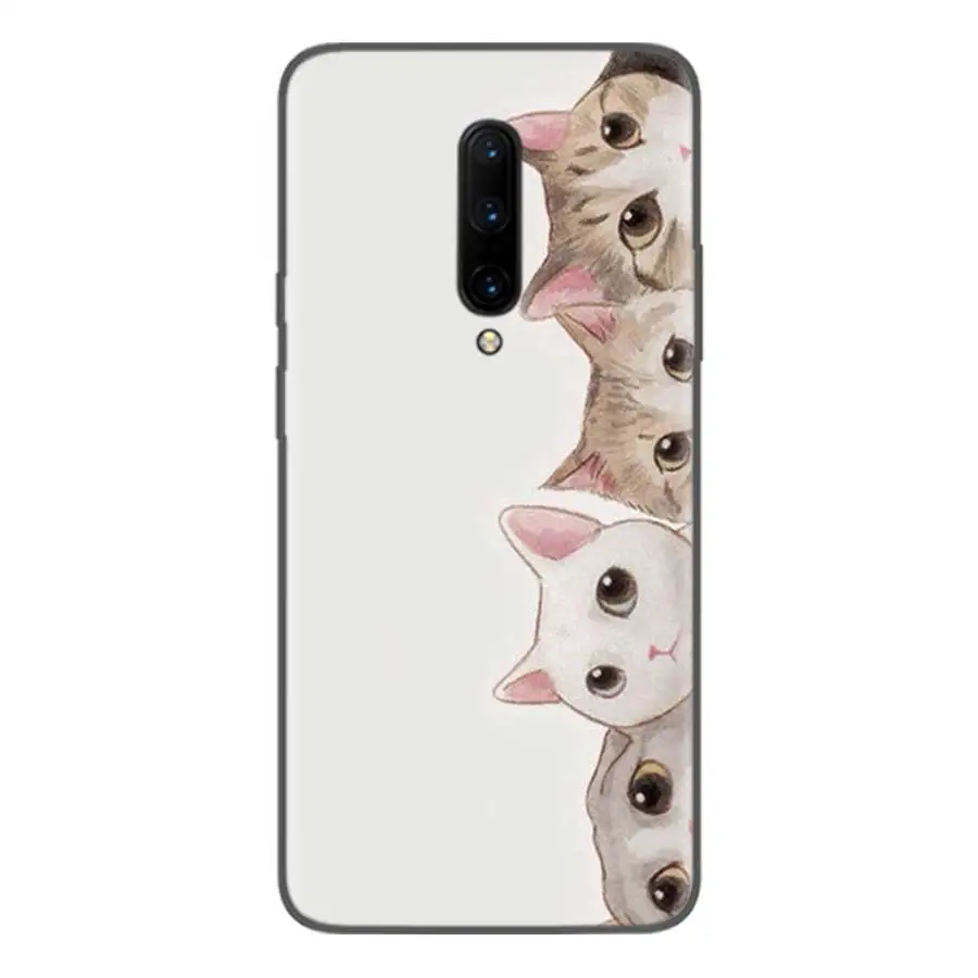 Черный чехол с милыми котами и собаками для Oneplus 7Pro 1+ 7 Pro 6 6T 5 5T 3T художественный подарок узорчатый мягкий чехол для телефона - Цвет: BS085-7