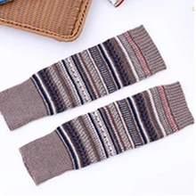 1 пара; Удлиненные вязаные сапоги до колена контрастного цвета с защитой от холода; женские утепленные гетры; сезон осень-зима