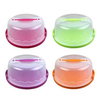 

Round Cake Carrier Handheld Plastic Pastry Storage Holder Dessert Container Cover Case Birthday Wedding Party Supplies Orange