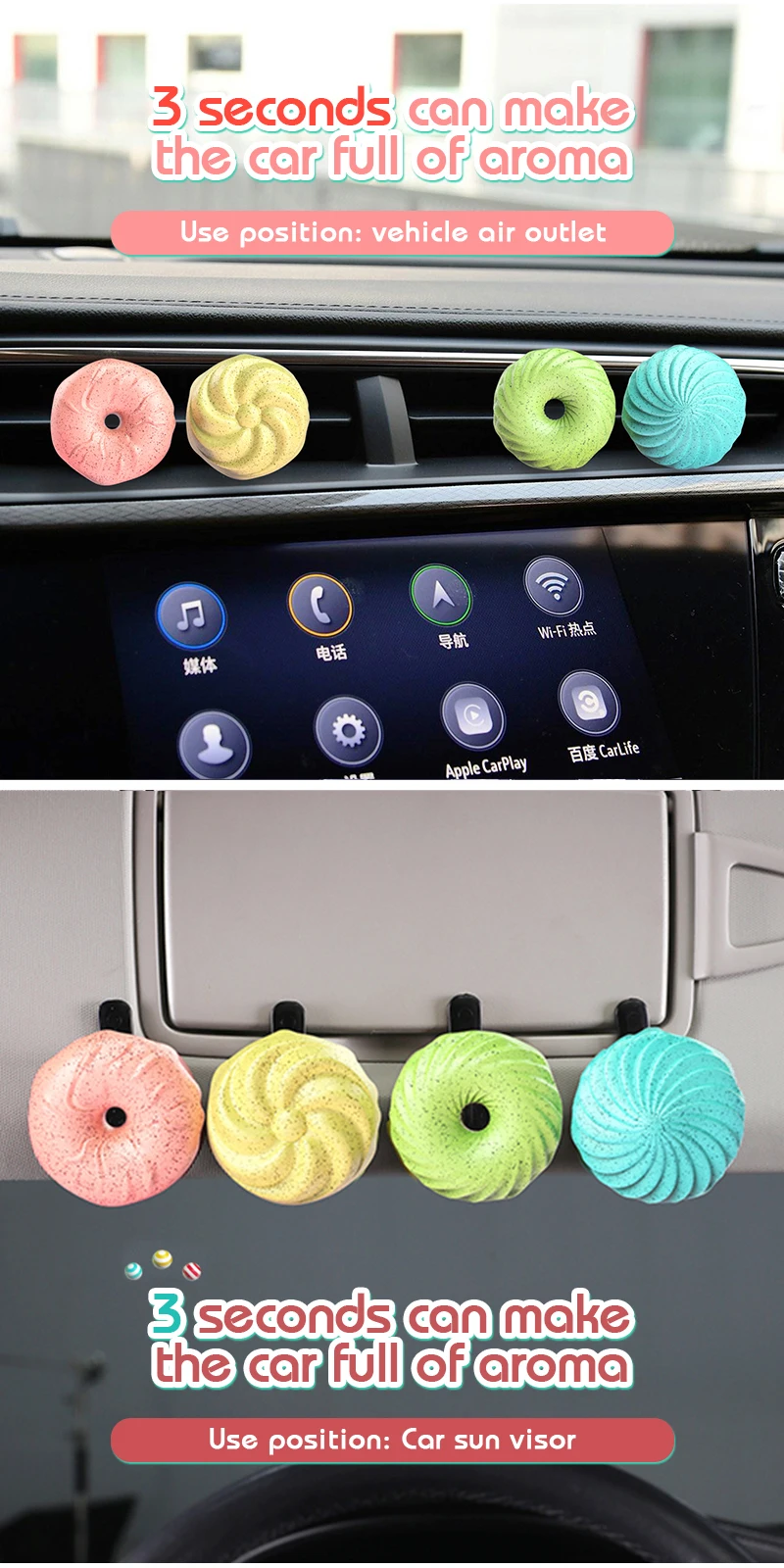 Car Air Freshener Air Vent Sunvisor with Clip Perfume Solid Aroma Smell For Car Auto Home Office Decoration Interior Accessories