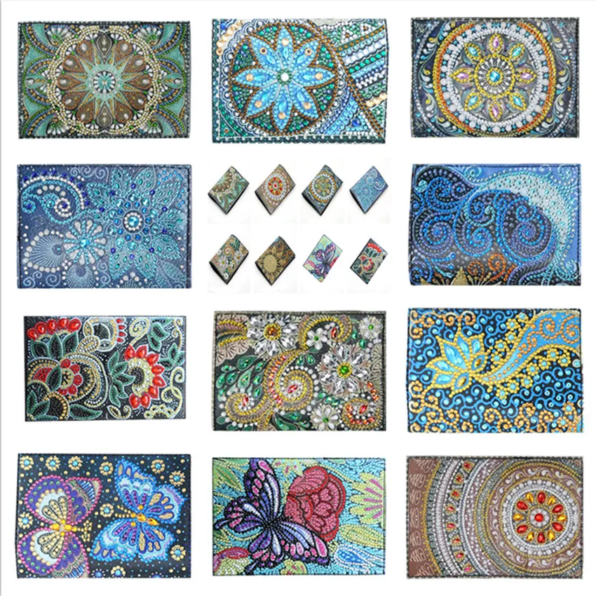 

Free Shipping 5D DIY Diamond Painting Notepad Cover Passport Protective Covers PU Leather Special-Shaped Acrylic Partial Roll-Up