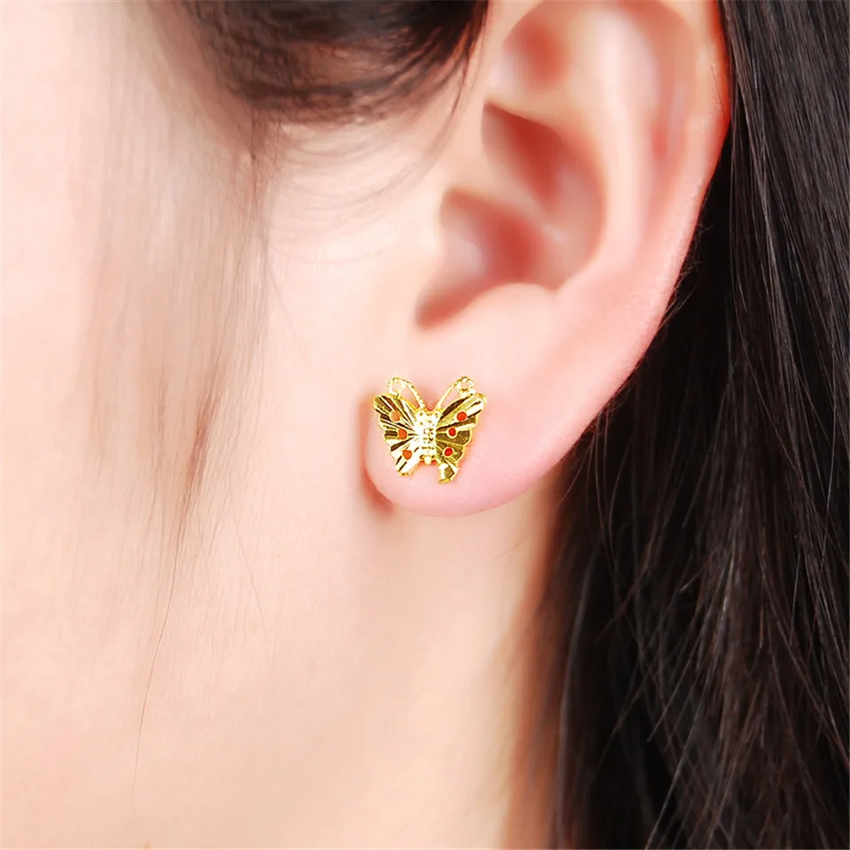 

New Style Empty Butterfly 24k Gold Earrings For Women Luxury Wedding Jewelry