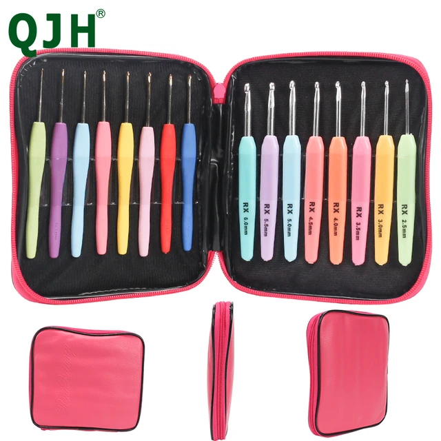 9pcs Crochet Hook Kit 2.5-6cm Ergonomic Soft Handle Aluminum Hooks Set with  8 Sizes for DIY Crafts Knitting Crocheting Supplies