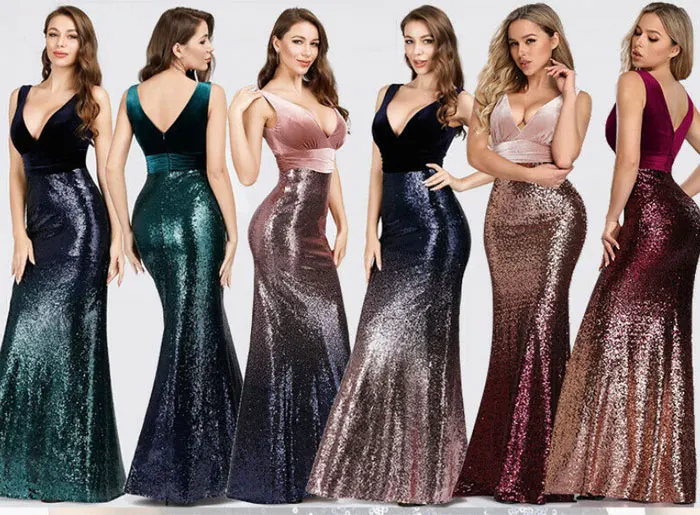 Robe De Soiree New Sexy V-neck Sleeveless Mermaid Burgundy Long Dresses Elegant Abendkleider