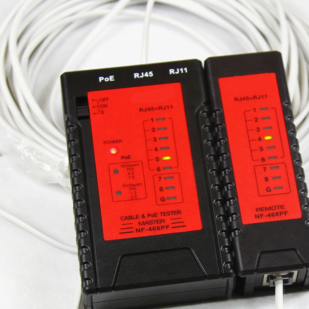 NF-468PT тестер сетевого кабеля RJ45 RJ11 тестер PoE для кабель Ethernet LAN стационарный телефон проводное тестирование инструмент
