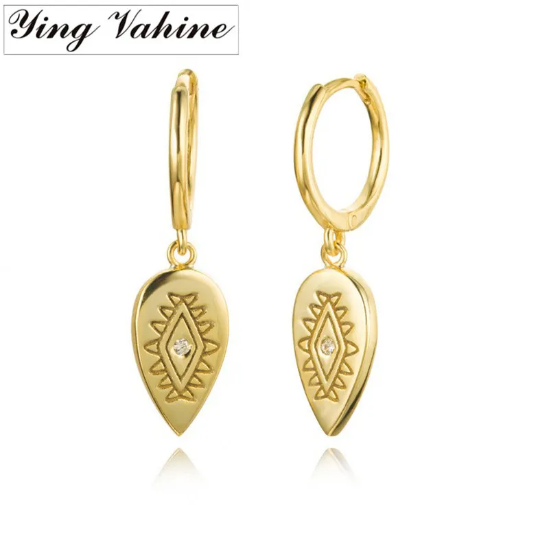 Ying Vahine 100% Dell'Argento Sterlina 925 Di Acqua-Goccia Del Pendente Dell'Occhio Orecchini Con Perno Per Le Donne