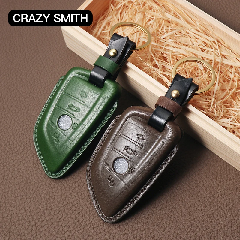 Чехол для ключей Crazy Smith ручной работы BMW X1/2/X3/X4/X5/X6/X из кожи растительного дубления