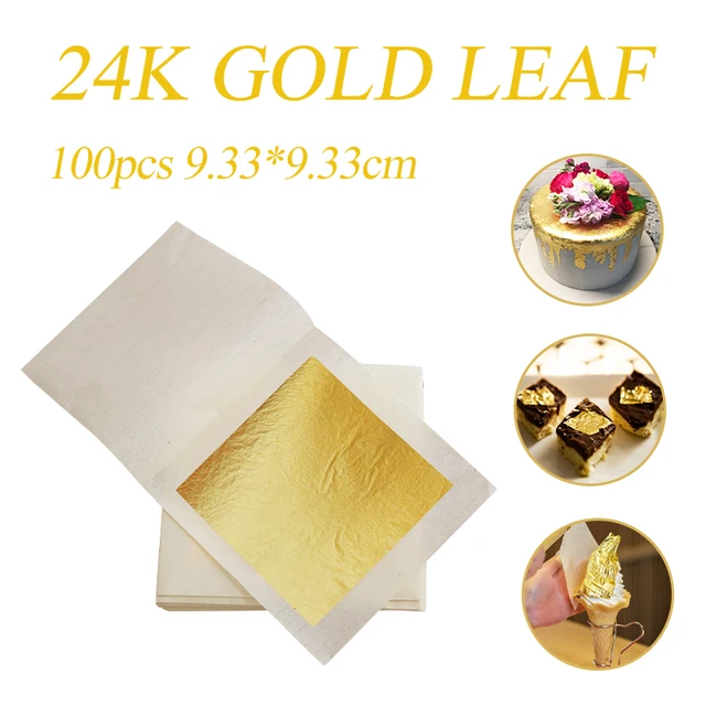 100PCS 24K Gold Leaf Edible Gold Foil Sheets for Food Cake