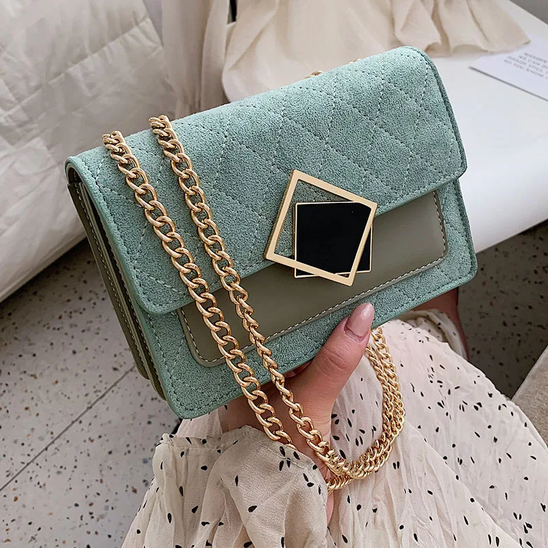 

Velvet Scrub Leather Crossbody Bags For Women 2019 Fall Chain Shoulder Messenger Bag Female Small Handbags Purses Cross Body Bag