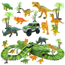 153 шт. динозавр Электрический гоночный автомобиль трек Набор DIY переменный строительный блок обучающая игрушка Детские Напольные игры подарок на год