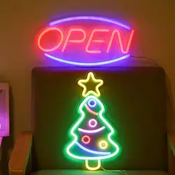 LED Backboard Neon Light Acrylic Christmas Tree Night Light Holiday Lights USB Powered Decor Lamp Home New Year Decor Supplies