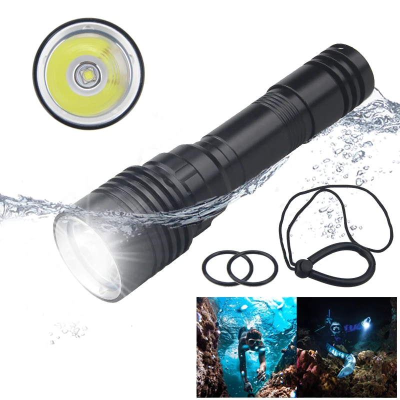 

10W 1000 lumens Underwater 100M Diving Flashlight XM-L2 LED Scuba Diver Torch Waterproof IPX8 Small Handheld Long-Range Max 200M