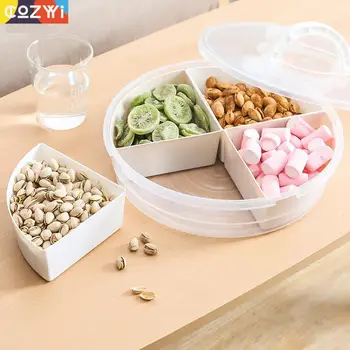 

Japanese Round Food Container Independent Grid Snacks Fruits Candy Box For Home With Handle Food Grade Container