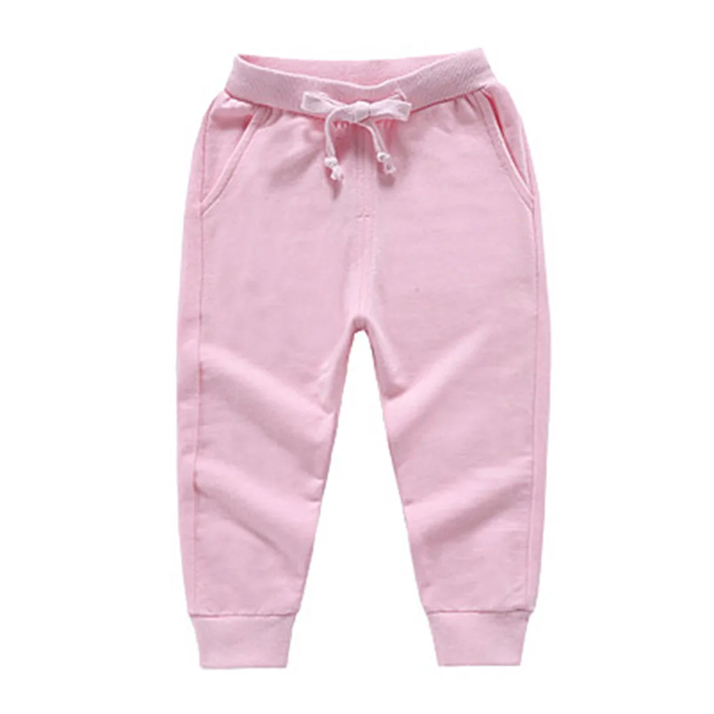 Штаны для малышей, г. Лидер продаж, модные штаны для маленьких мальчиков и девочек зимние теплые свободные однотонные штаны с милым бантом vestiti - Цвет: Розовый