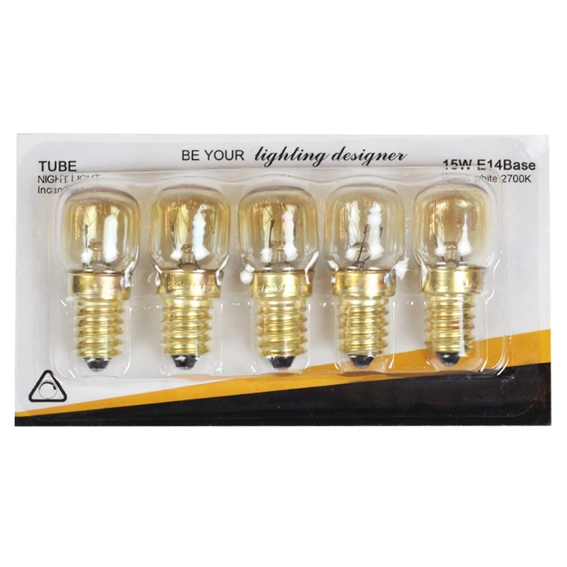 220V E14 300 Degree High Temperature Resistant Microwave Oven Bulb Cooker Lighting Bulb 15W 5pcs