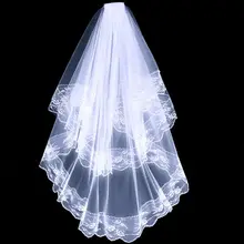 2 яруса для женщин и девочек на Хэллоуин, косплей, свадебная вуаль, фестончатая Цветочная кружевная отделка, двойной слой, тюль, сетка, праздничный костюм с расческой