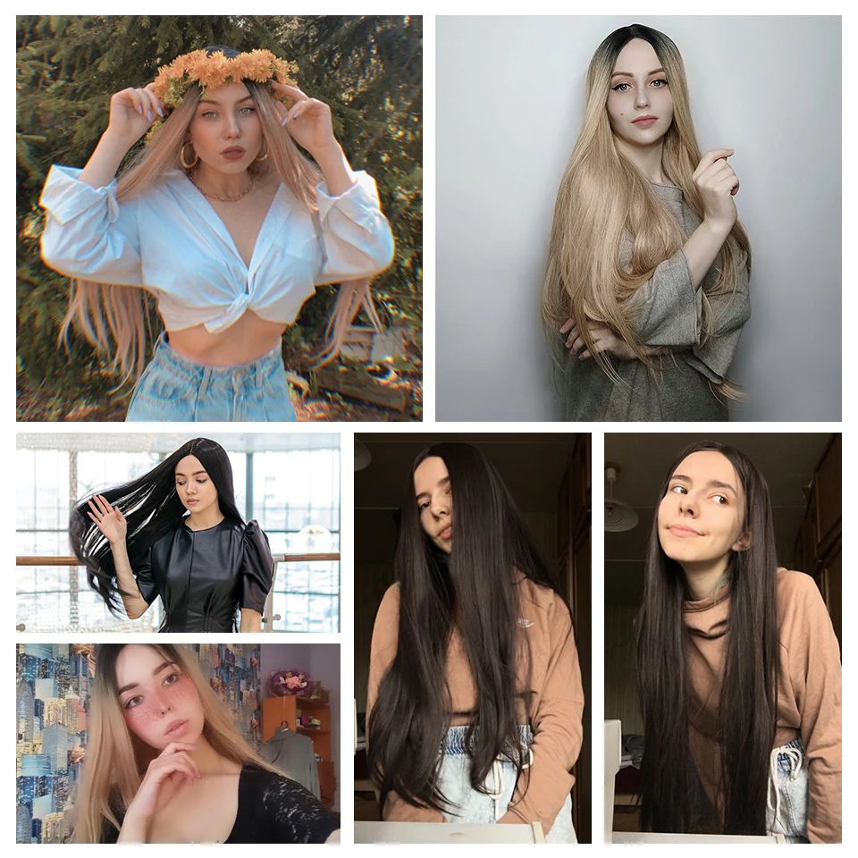 Длинные прямые парики AISI HAIR коричневые синтетические для женщин Натуральные