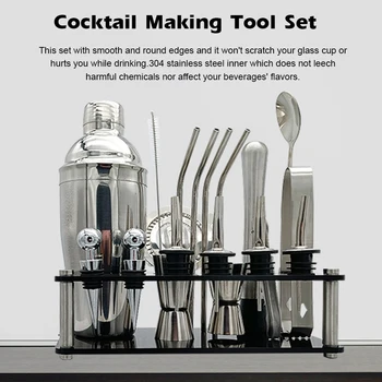 

20/22pcs Cocktail Drink Mixer Tool Set Stainless Steel Shaker Mixer Drink Making Kit for Home Bar Supplies