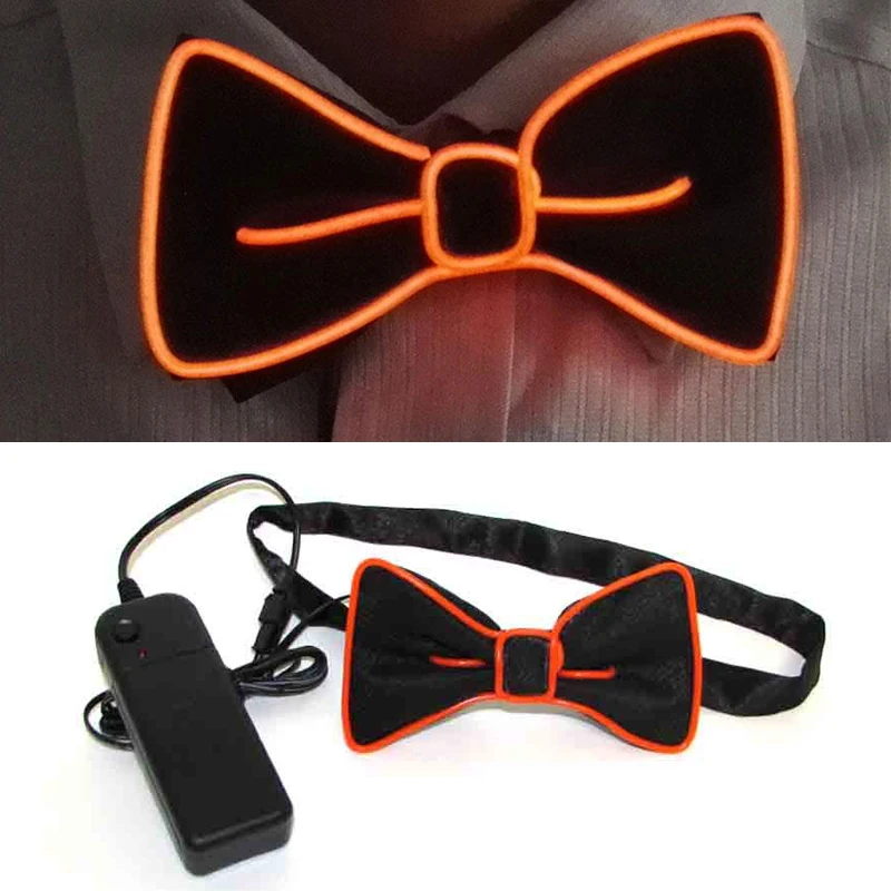 Flashing Necktie Polyester Silk Accessories Evening Show Christmas Gift Bow Tie Luminous LED Dance Jewelry Bowtie Party