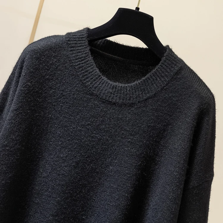 Кашемировый свитер Женская мода негабаритный свитер корейские пуловеры плюс размер зимняя одежда рукав «летучая мышь» однотонная Повседневная Новинка