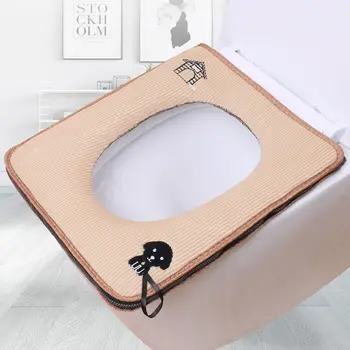 

Hanging Washable Toilet Seat Cover Rectangle Toilet Case Dog Pattern Warmmer Seat Lid Pad Bathroom Closestool Cover Pad 4 Colors