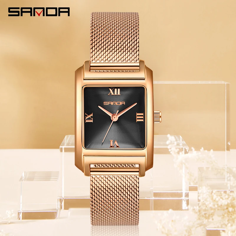 Luxury Ladies Dress Quartz Watch Fashion Simple SANDA Watches Women's Wristwatch Japan Original Battery Quartz Clock For Gift