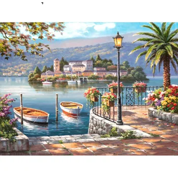 

Docking Vessel Paintings By Numbers DIY Pictures Oil Coloring By Numbers Set Gift Drawing By Numbers Canvas DIY New Arrivals