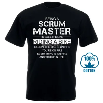 

100% Cotton O Neck Custom Printed Men T Shirt Being A Scrum Master Is Easy Like Riding A Women T Shirt Summer 032156