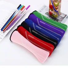 4 шт./компл. многоразовые Нержавеющая сталь соломинки прямые изогнутые соломинки для питья с силиконовыми наконечниками напиток питьевой соломы набор инструментов для бара