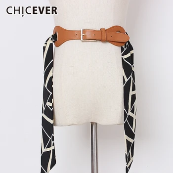 

CHICEVER PU Leather Patchwork Scarf Belt For Women Tunic Adjustable Accessories Hit Color Belts Female 2020 Fashion New
