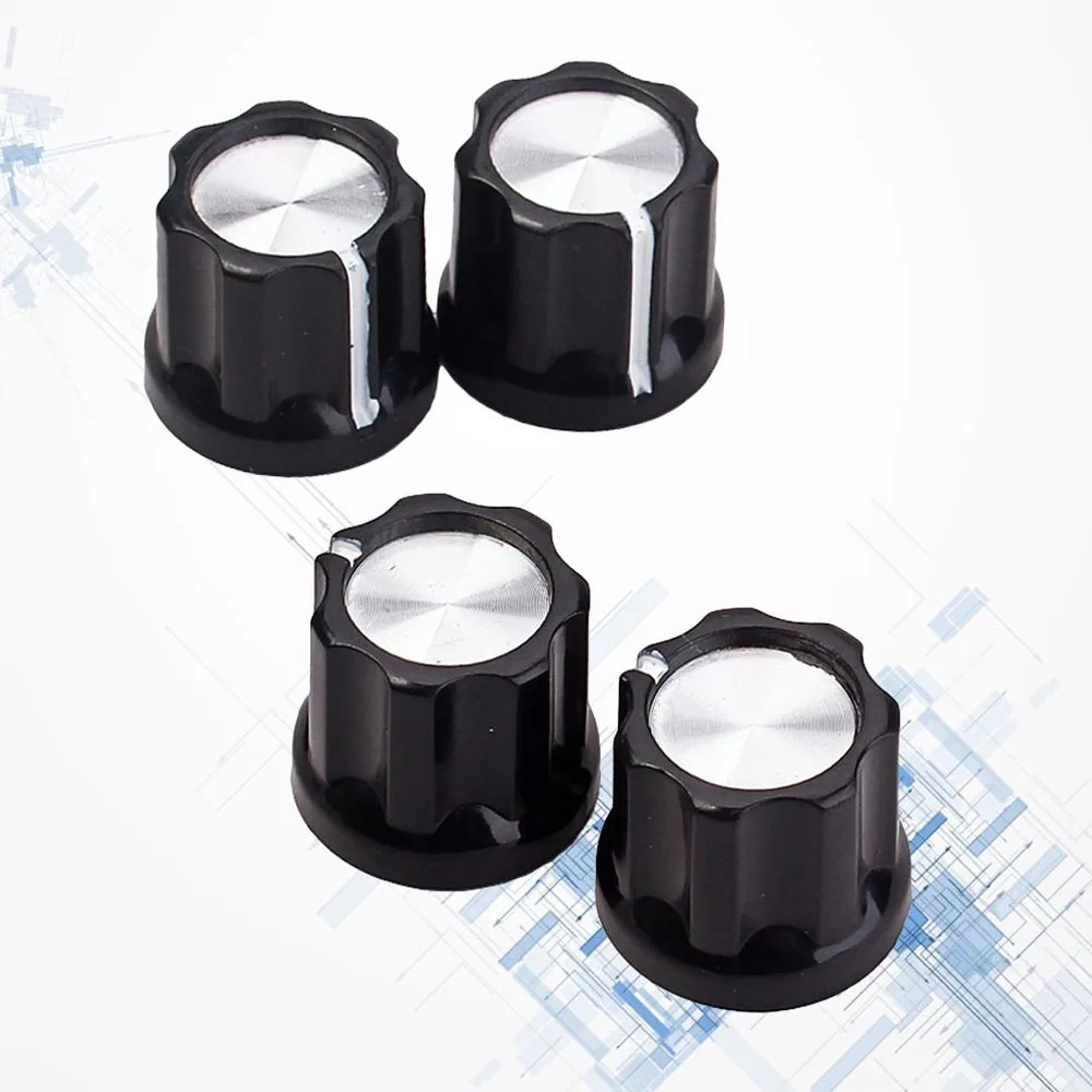 

4pcs Amp Knob D-type Shaft Silver Durable Amp Knob Pot Knobs for Bass Guitar Musical Instrument
