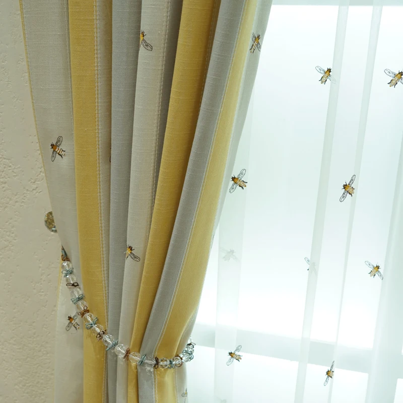 Желтая полоска пчела постельное белье с мультяшным рисунком затемненные занавески для детской гостиной изолированные Тепловые занавески Маленький принц занавеска S013& 30