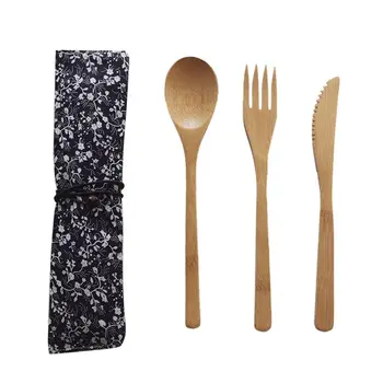 

Reusable Non-Toxic Flatware Set 7.8 Inches Bamboo Knife, Fork, Spoon for Home Camping Travel Picnic Supplies US Stock