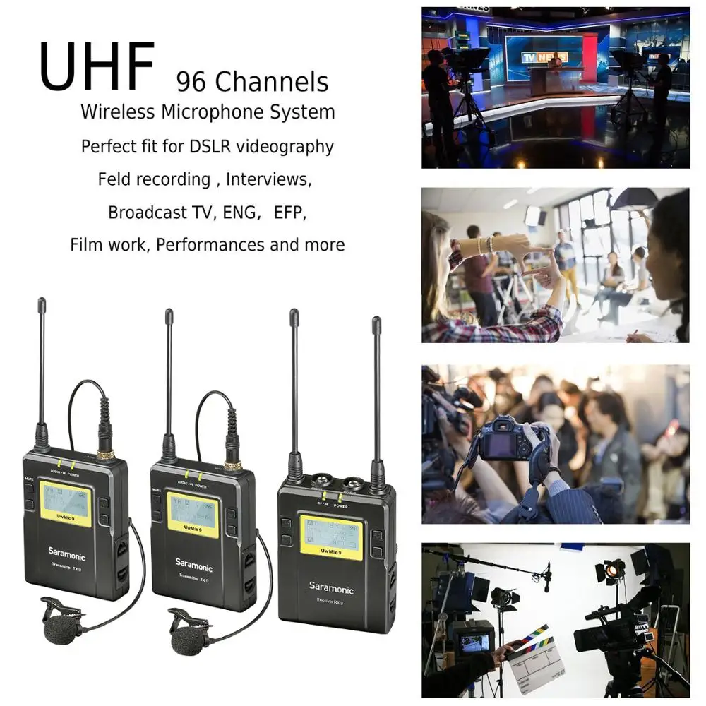 Tanie Saramonic UWMIC9 UHF transmisji wideo wywiad krawatowy bezprzewodowy system mikrofonowy dla aparat canon nikon dslr kamery Sony
