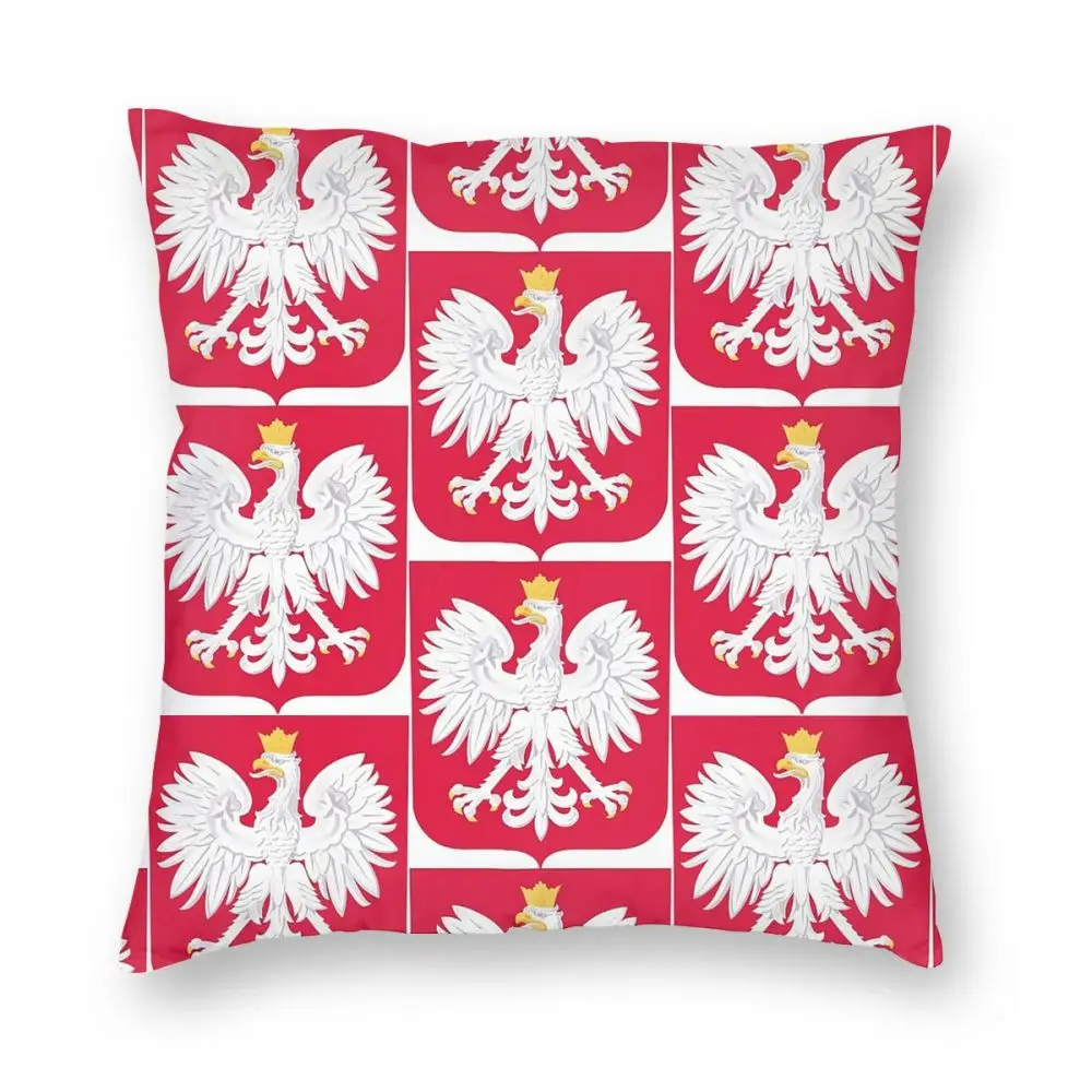 

Polish Coat Of Arms Square Pillow Case Decorative Pillow Poland Flag Polska Customized Pillowcase