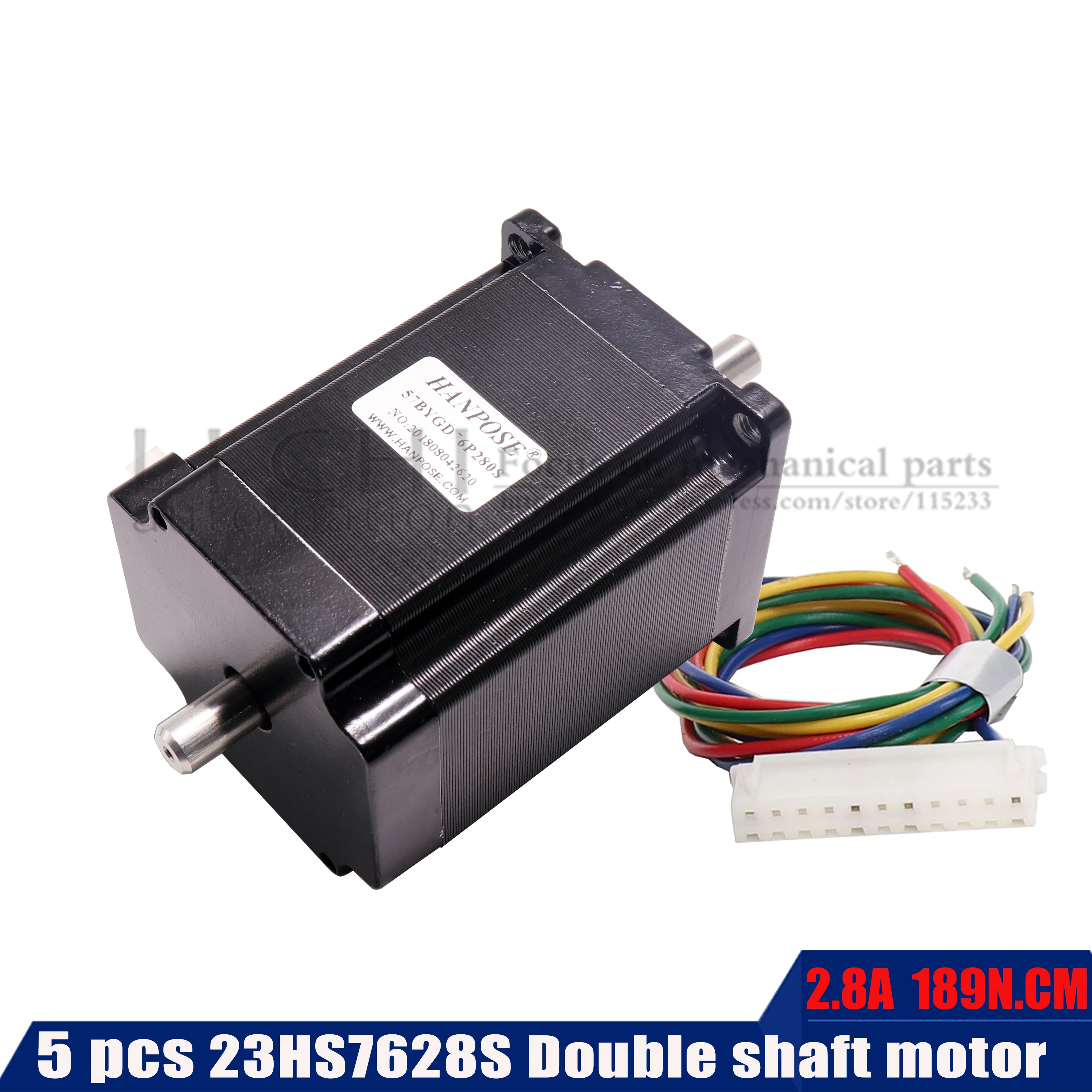 

5pcs 23hs7628S Stepper Motor 76mm Nema 23 Double shaft Motor 189N.cm for CNC