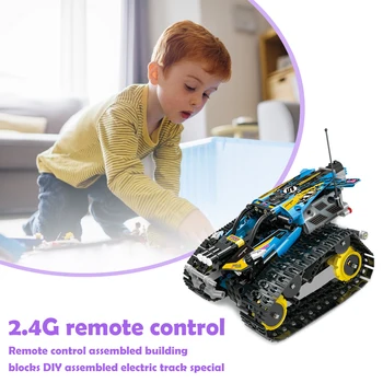 

Remote Control Car Bricks Kit Technic RC Tracked Stunt Racer DIY Assembly Building Blocks Toy Kids Children Toys