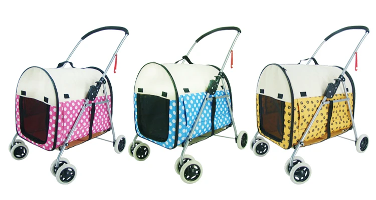 Light Portable Folding Pet Stroller Steel Pipe Dog Cat Outdoor 600D waterproof cloth Car Stroller with Separate bag bearing 8kg
