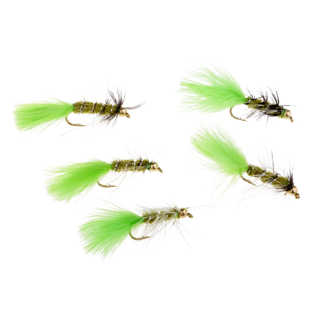 5pcs Brass Head Fly Fishing Flies Assortment - Bass and Big Trout Streamers