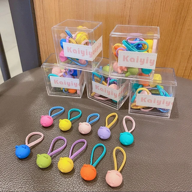 10 pcs Children's Headband Headwear Heart Hair Korean Version Cartoon Girl Rubber Band Sweet Cute Hair Tie Hair Accessories Bear