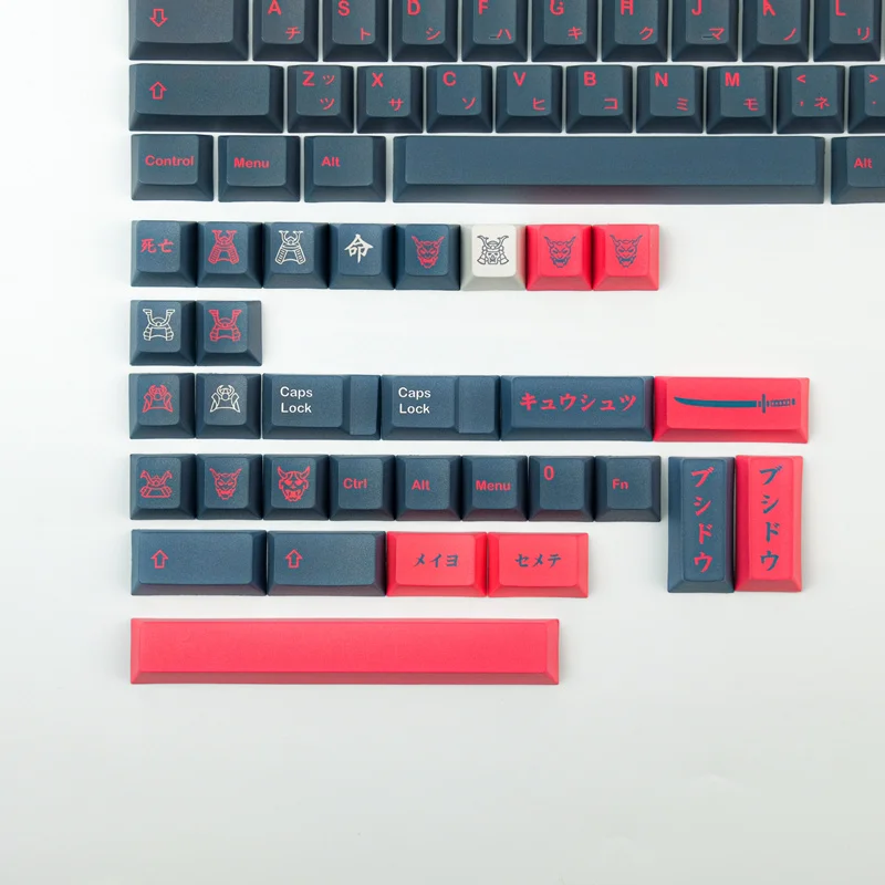 Chaves Conjunto Gmk Bushido Keycaps Pbt Tintura Subbed Chave Tampões Cherry Perfil Keycap com 1.75u 2u Shift para 64 68 84 Layout Teclado 135 - Imagem 5