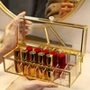 Chic Acrylic Glass Makeup Organizer Storage Lipstick Nail Polish Case Holder Display Rack Golden 24 Grids Container 2