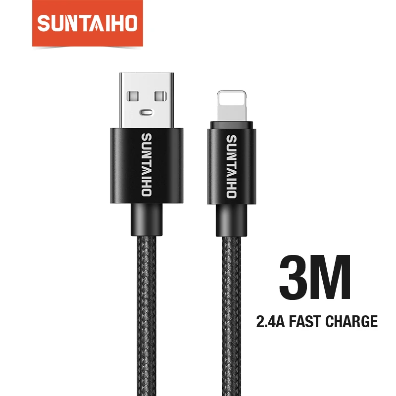 USB кабель для быстрой зарядки Suntaiho 3 м iPhone 11 Pro max Xs Xr X 8 7 6 Plus 6s|Кабели мобильных