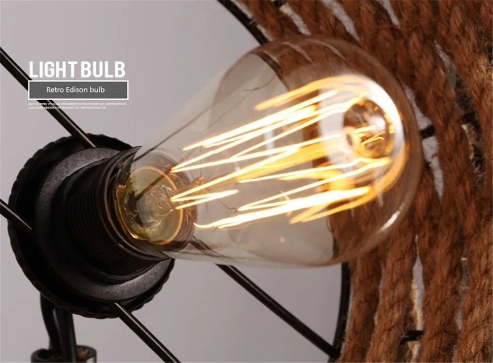 American Loft Decor LED Pendant Lamp Vintage Industrial Hemp Rope Hanging Light Dining Room Lights Fixtures Indoor Lighting (22)