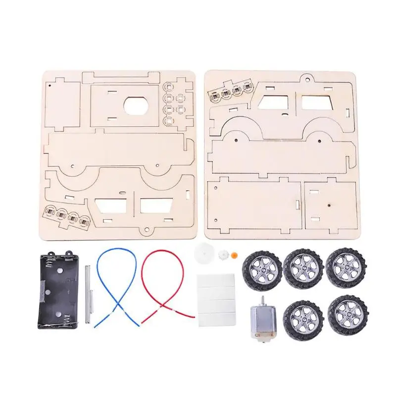 DIY Электрический джип модель наборы деревянные дети студенческий научный эксперимент автомобиль эксперименты игрушка набор Собранный автомобиль обучающая игрушка