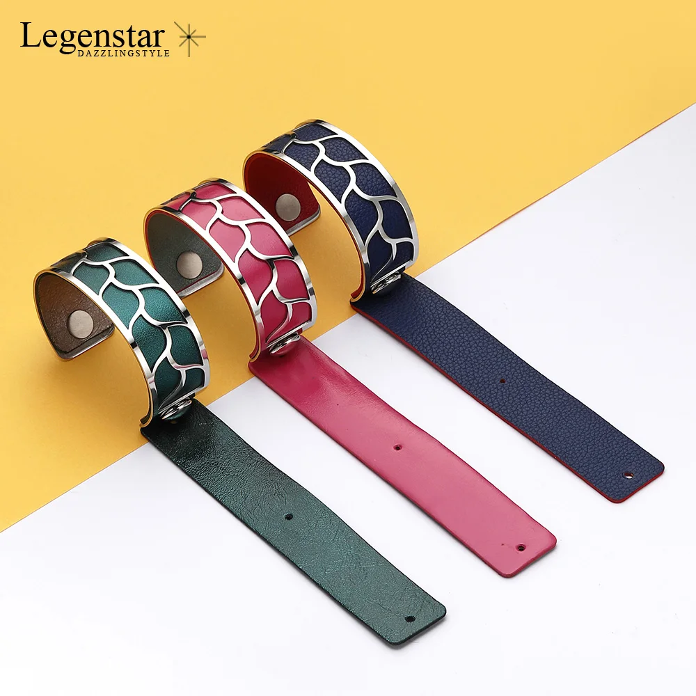 Tanie Legenstar bransoletki Georgette bransoletki Argent Femme Manchette mankiet bransoletka ze stali nierdzewnej odwracalne wymienne Pulseiras