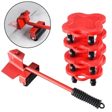 

5 Pcs Set Furniture Mover Set Furniture Mover Tool Transport Lifter Heavy Stuffs Moving Wheel Roller Bar Hand Tools 360 Degree