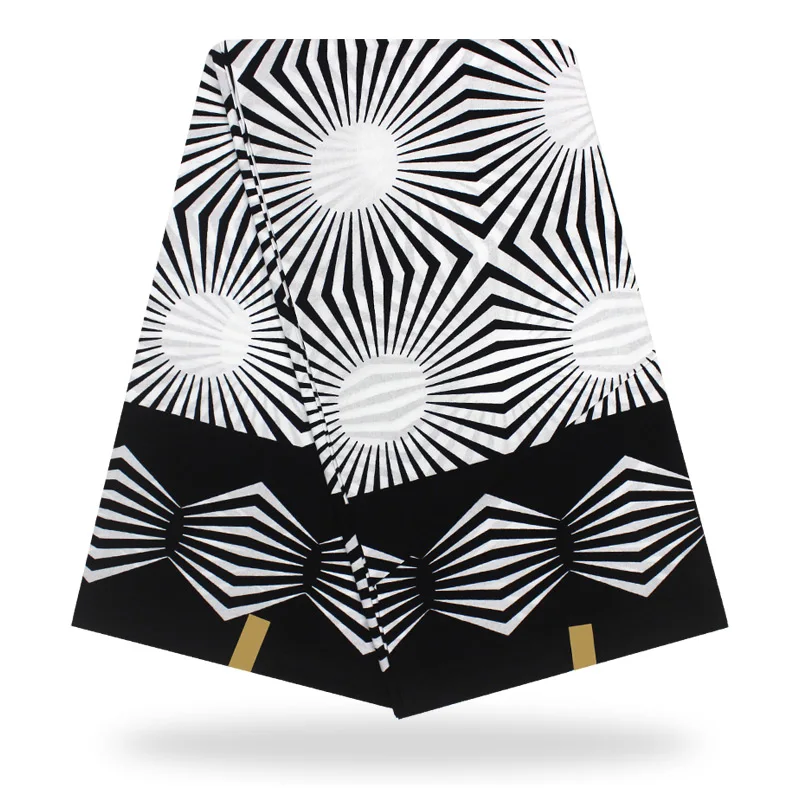 Черный и белый настоящий воск хлопок синий и белый Анкара Африканский Воск Печать Ткань Анкара африканская ткань