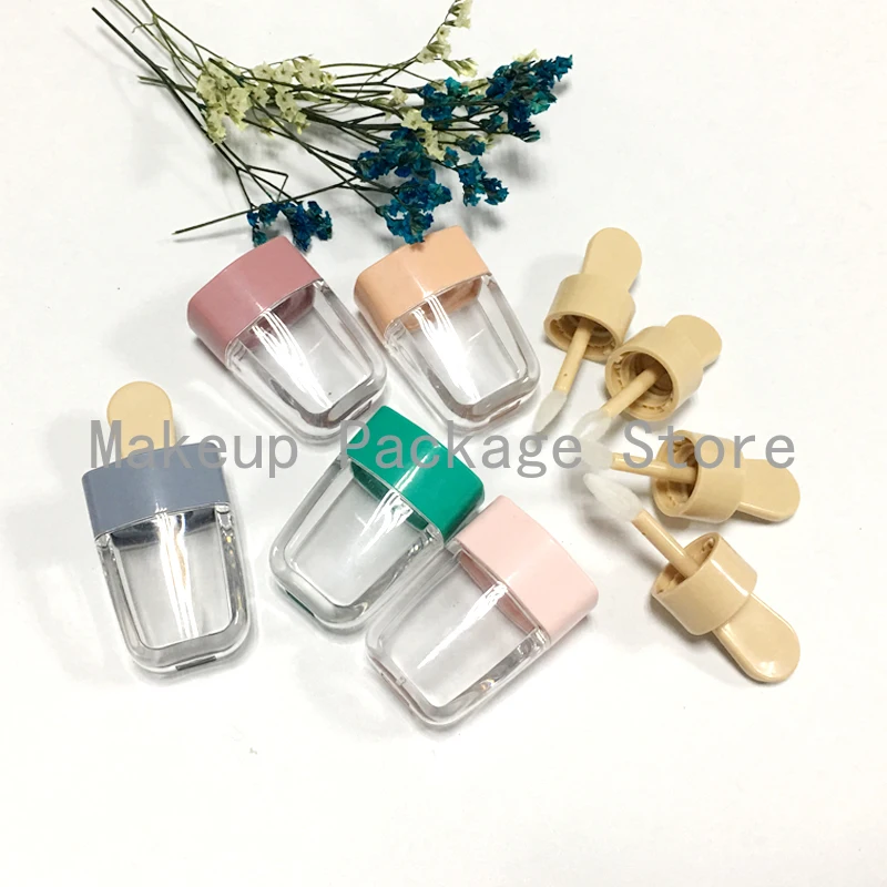 

50pcs 3.5ml Empty Ice Cream Pink/Green Lip Gloss Tube DIY Lip Balm Container for liquid Cosmetic Lipstick Plastic Makeup Bottles