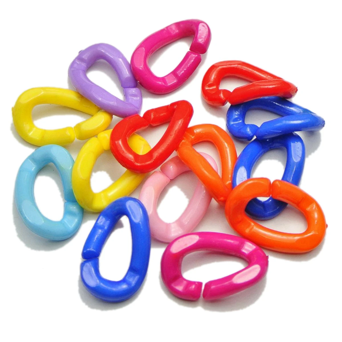 

100 Mixed Color Acrylic Twist Oval Linking Rings Open Chain Beads 23X15mm Connector link Chain For Necklace Bracelet